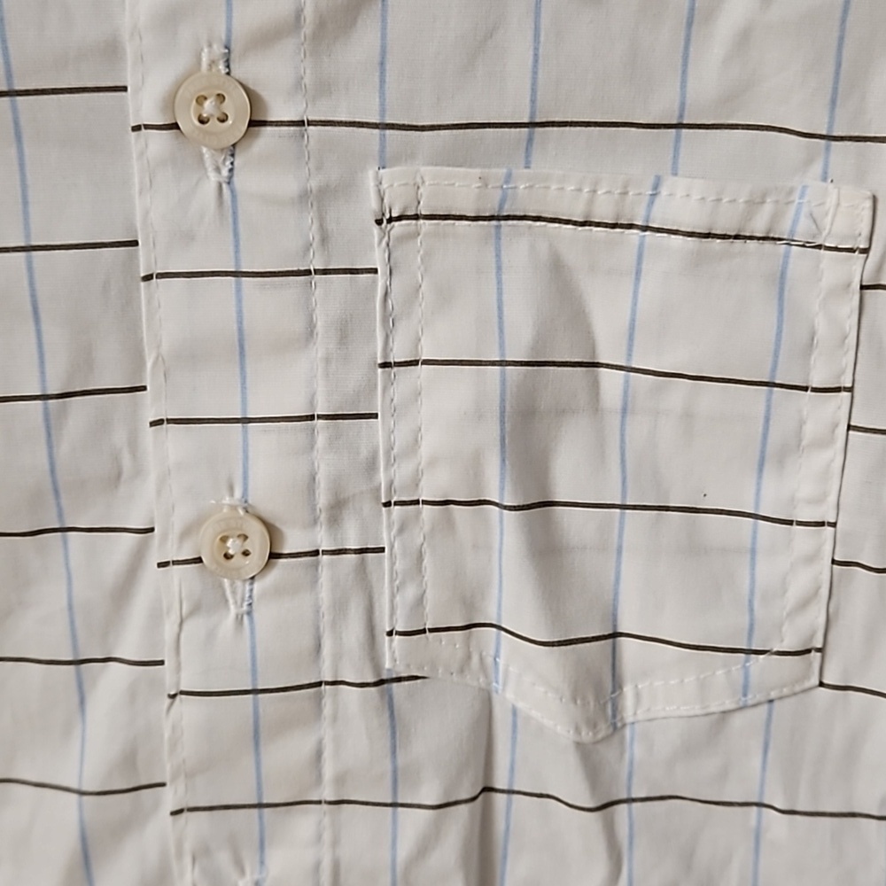 Freestyle 2 Piece Set White Button Down Blue Brown Stripe Sleeve Brown Cargo 5 - Picture 4 of 13